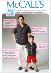 6972 MCCALLS LEARN TO SEW BOYS ELASTIC WAIST BOTTOMS, SHORT SLEEVE SHIRT PATTERN 3-8